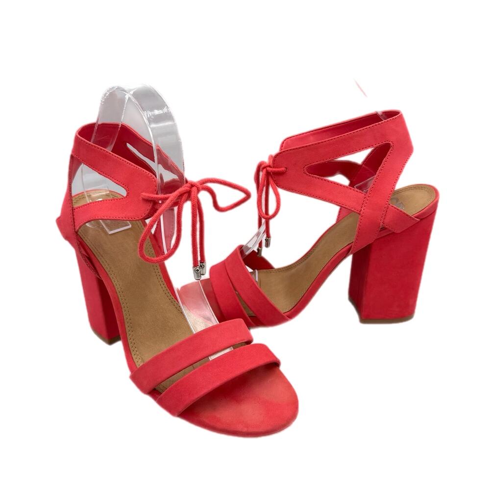 GB Gianni Bini After Hours Coral Pink Strappy Lace Up Open Toe Strappy Heels